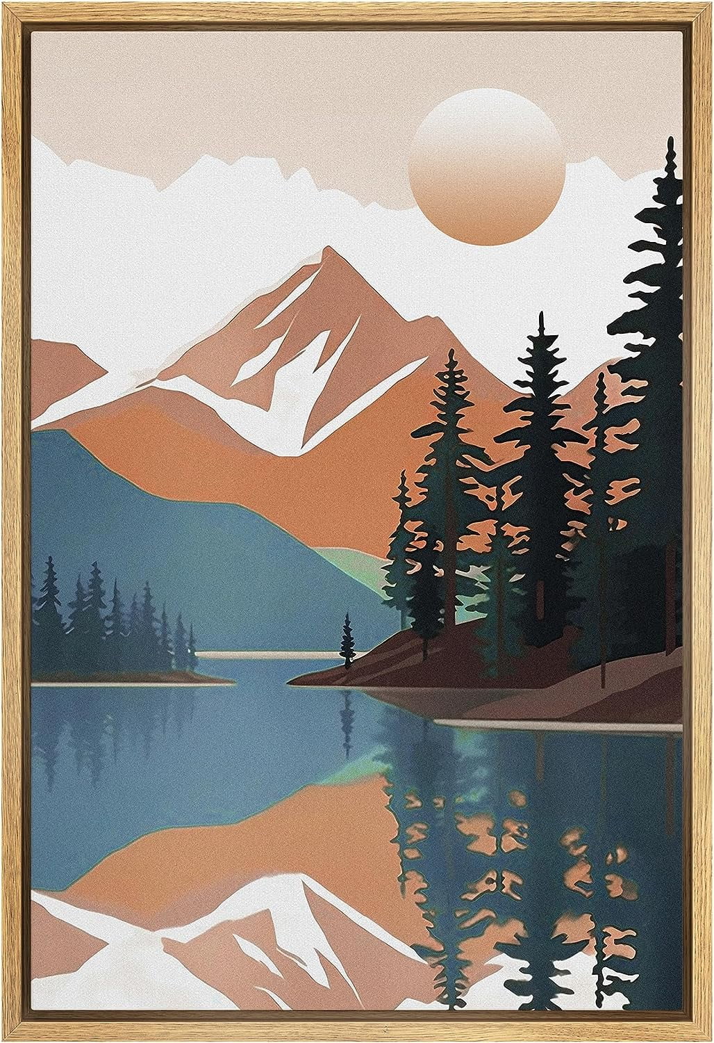 IDEA4WALL Framed Canvas Print Wall Art Pine Tree Forest Mountain Lake ...