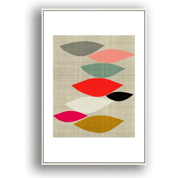 IDEA4WALL Framed Canvas Print Wall Art Red, Gray & Pink Abstract Polygons Geometric Shapes Illustrations Modern Art Chic Colorful for Living Room, Bedroom, Office - 16"x24" White