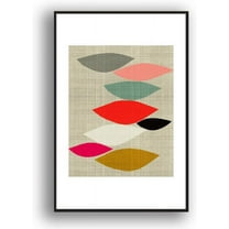 IDEA4WALL Framed Canvas Print Wall Art Red, Gray & Pink Abstract Polygons Geometric Shapes Illustrations Modern Art Chic Colorful for Living Room, Bedroom, Office - 16"x24" Black
