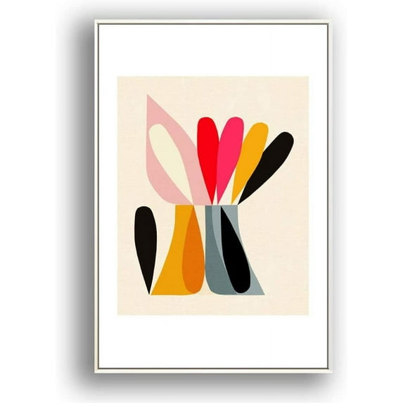 IDEA4WALL Framed Canvas Print Wall Art Retro Film Grain Chrysanthemum Closeup Floral Plants Photography Modern Art Rustic Black and White for Living Room, Bedroom, Office - 24"x36" White