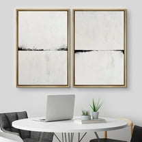 IDEA4WALL Framed Canvas Print Wall Art Set of 2 Black & Gray Grunge Paint Stroke Landscape Abstract Modern Art Multicolor Contemporary Artwork for Bedroom, Office - 16"x24"x2 Panels Natural