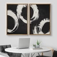 thumbnail image 1 of IDEA4WALL Framed Canvas Print Wall Art Set of 2 Black & White Paint Stroke Circle Rings Abstract Modern Art Decorative Contemporary Artwork for Bedroom, Office, Hotel - 16"x24"x2 Panels Natural, 1 of 5