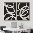 thumbnail image 1 of IDEA4WALL Framed Canvas Print Wall Art Set of 2 Black & White Spiral Rings Circle Collage Abstract Modern Art Decorative Boho Contemporary Artwork for Bedroom, Office - 24"x36"x2 Panels Natural, 1 of 5