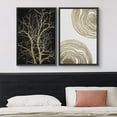 thumbnail image 1 of IDEA4WALL Framed Canvas Print Wall Art Set of 2 Geometric Gold & Black Forest Wood Tree Rings Abstract Modern Art Decorative Boho Contemporary Artwork for Bedroom, Office - 16"x24"x2 Panels Black, 1 of 5