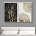 thumbnail image 1 of IDEA4WALL Framed Canvas Print Wall Art Set of 2 Geometric Gold & Black Forest Wood Tree Rings Abstract Modern Art Decorative Boho Contemporary Artwork for Bedroom, Office - 16"x24"x2 Panels White, 1 of 5