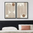 thumbnail image 1 of IDEA4WALL Framed Canvas Print Wall Art Set of 2 Geometric Mid-Century Circle Line Polygons Abstract Modern Art Decorative Boho Contemporary Artwork for Bedroom, Office - 24"x36"x2 Panels Black, 1 of 5