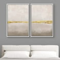 thumbnail image 1 of IDEA4WALL Framed Canvas Print Wall Art Set of 2 Gold & Gray Pastel Watercolor Paint Stroke Abstract Modern Art Decorative Bohemian Contemporary Artwork for Bedroom, Office - 16"x24"x2 Panels White, 1 of 5