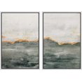 thumbnail image 1 of IDEA4WALL Framed Canvas Print Wall Art Set of 2 Gold & Gray Pastel Watercolor Stroke Geometric Abstract Modern Art Decorative Contemporary Artwork for Bedroom, Office - 16"x24"x2 Panels White, 1 of 5