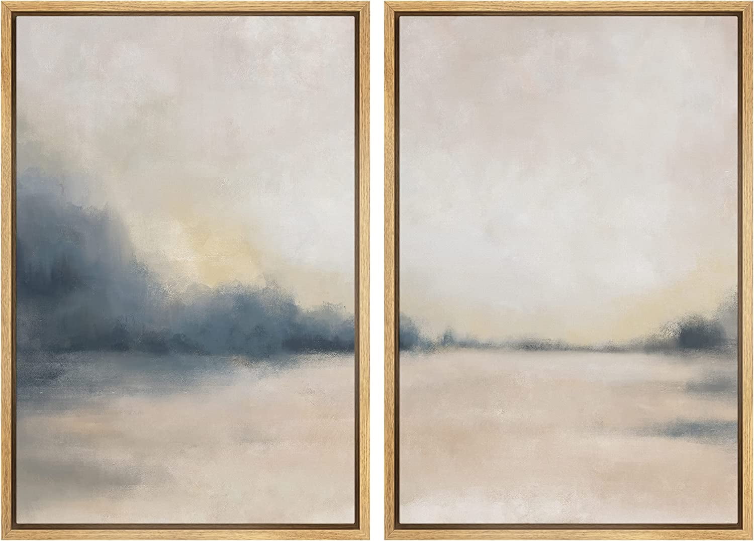 IDEA4WALL Framed Canvas Print Wall Art Set of 2 Gray & Tan Grunge ...