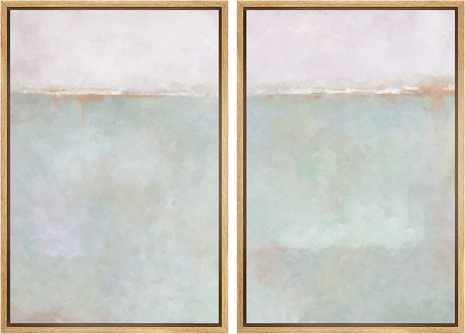 IDEA4WALL Framed Canvas Print Wall Art Set of 2 Watercolor Pastel Blue ...