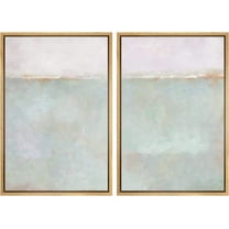 IDEA4WALL Framed Canvas Print Wall Art Set of 2 Watercolor Pastel Blue & Gray Landscape Geometric Abstract Modern Art Decor Contemporary Artwork for Bedroom, Office - 16"x24"x2 Panels Natural