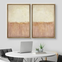 IDEA4WALL Framed Canvas Print Wall Art Set of 2 Watercolor Pastel Duotone Red Landscape Geometric Abstract Modern Art Decor Contemporary Artwork for Bedroom, Office - 16"x24"x2 Panels Natural