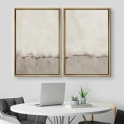 IDEA4WALL Framed Canvas Print Wall Art Set of 2 Watercolor Pastel Duotone Tan Landscape Abstract Modern Art Multicolor Contemporary Artwork for Bedroom, Office - 24"x36"x2 Panels Natural