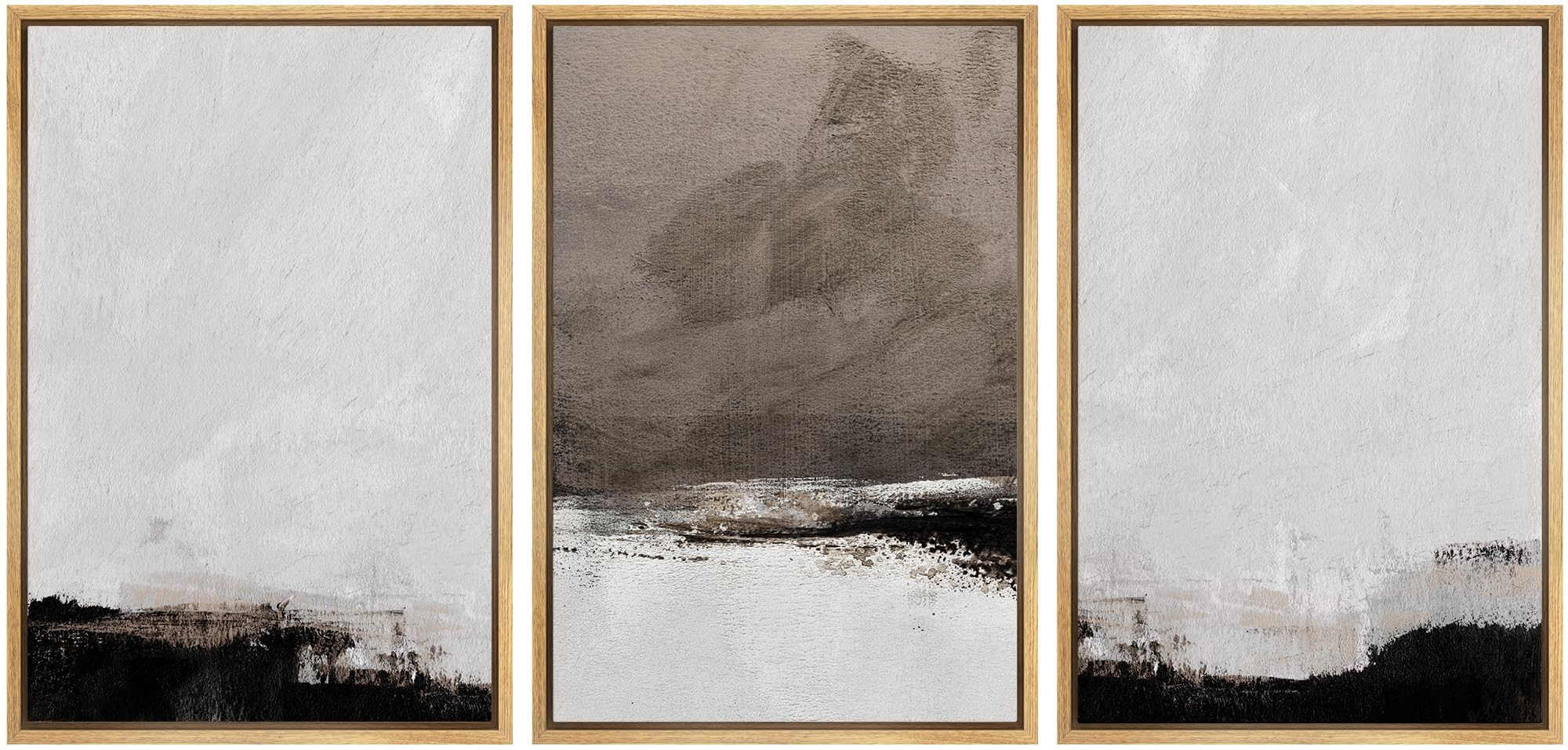 IDEA4WALL Framed Canvas Print Wall Art Set of 3 Abstract Earth Tone ...