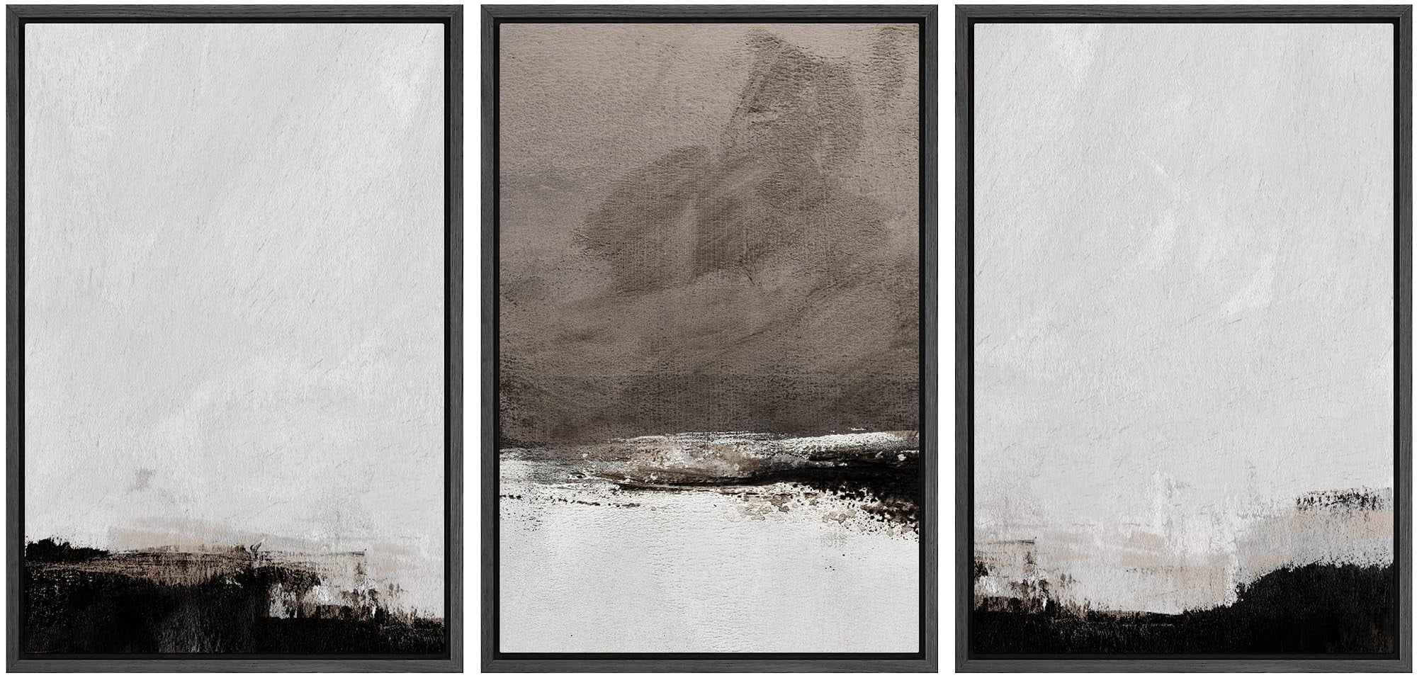 IDEA4WALL Framed Canvas Print Wall Art Set of 3 Abstract Earth Tone ...