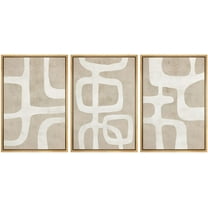 IDEA4WALL Framed Canvas Print Wall Art Set of 3 Abstract Neutral Geometric Earth Tones Modern Art Boho Beige & Brown Pastel Digital Art Minimal Zen for Bedroom, Office - Natural 24"x36"x3