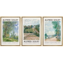 IDEA4WALL Framed Canvas Print Wall Art Set of 3 Alfred Sisley Watercolor Landscapes Fine Art Retro Vintage Wall Decor Antique Countyside Prints Artwork for Room Decor -