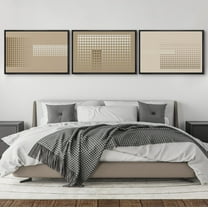 IDEA4WALL Framed Canvas Print Wall Art Set of 3 Beige and White Dot Gradient Abstract Pattern Digital Art Retro Geometric Duotone Prints Modern Art Contemporary Minimal Artwork - 16"x24"x3 Black