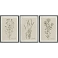 thumbnail image 1 of IDEA4WALL Framed Canvas Print Wall Art Set of 3 Black & Brown Wildflowers Bouquet Illustrations Nature Wilderness Vintage Art Boho Retro Wall Decorative Artwork for Rooms - Black 24"x36"x3, 1 of 5