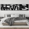 thumbnail image 1 of IDEA4WALL Framed Canvas Print Wall Art Set of 3 Black Ink Paint Stroke Grid Landscape Abstract Pattern Wall Decor Retro Geometric Graffiti Prints Contemporary Minimal Artwork - 16"x24"x3 Black, 1 of 5
