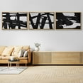 thumbnail image 1 of IDEA4WALL Framed Canvas Print Wall Art Set of 3 Black Ink Paint Stroke Grid Landscape Abstract Pattern Wall Decor Retro Geometric Graffiti Prints Contemporary Minimal Artwork - 16"x24"x3 Natural, 1 of 5