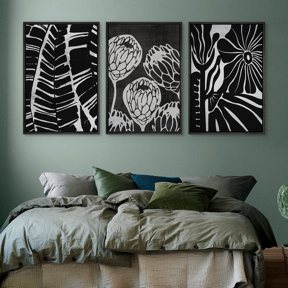 IDEA4WALL Framed Canvas Print Wall Art Set of 3 Black & White ...