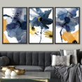 thumbnail image 1 of IDEA4WALL Framed Canvas Print Wall Art Set of 3 Blue and Orange Blossoms Botanical Flower Watercolor Artwork Nature Tropical Plants Modern Art for Entryway, Bedroom, Office - 24"x36"x3 Black, 1 of 5