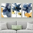 thumbnail image 1 of IDEA4WALL Framed Canvas Print Wall Art Set of 3 Blue and Orange Blossoms Botanical Flower Watercolor Artwork Nature Tropical Plants Modern Art for Entryway, Bedroom, Office - 24"x36"x3 White, 1 of 5