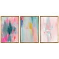 thumbnail image 1 of IDEA4WALL Framed Canvas Print Wall Art Set of 3 Colorful Abstract Prints Minimalist Modern Wall Art Preppy Room Art Prints Rainbow Vividness Pastels Artwork for Home Decor - Natural 16"x24"x3, 1 of 5