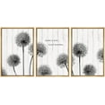 thumbnail image 1 of IDEA4WALL Framed Canvas Print Wall Art Set of 3 Dark Dandelion Flowers on Wood Background Wall Decor Retro Vintage Nature Botanical Floral Prints Minimal Bohemian Artwork - Natural 16"x24"x3, 1 of 5