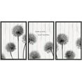 thumbnail image 1 of IDEA4WALL Framed Canvas Print Wall Art Set of 3 Dark Dandelion Flowers on Wood Background Wall Decor Retro Vintage Nature Wilderness Botanical Floral Prints Minimal Bohemian Artwork - Black 16"x24"x3, 1 of 5