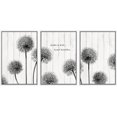 thumbnail image 1 of IDEA4WALL Framed Canvas Print Wall Art Set of 3 Dark Dandelion Flowers on Wood Background Wall Decor Retro Vintage Nature Wilderness Botanical Floral Prints Minimal Bohemian Artwork - White 16"x24"x3, 1 of 5