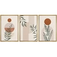 thumbnail image 1 of IDEA4WALL Framed Canvas Print Wall Art Set of 3 Geometric Forest Plant Polygon Boho Pattern Wall Decor Retro Abstract Collage Nordic Zen Prints Minimal Contemporary Artwork - Natural 24"x36"x3, 1 of 5
