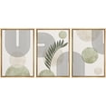 thumbnail image 1 of IDEA4WALL Framed Canvas Print Wall Art Set of 3 Geometric Lines and Circles Pattern Modern Art Wall Decor Abstract Shape Prints Minimal Artwork Zen Relax/Clam For Home Decor - Natural 24"x36"x3, 1 of 5