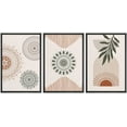 thumbnail image 1 of IDEA4WALL Framed Canvas Print Wall Art Set of 3 Geometric Mandala Pattern Forest Plant Abstract Nature Illustrations Modern Art Nordic Zen Decorative for Home Decor - Black 16"x24"x3, 1 of 5