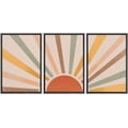 thumbnail image 1 of IDEA4WALL Framed Canvas Print Wall Art Set of 3 Geometric Shining Sun with Multicolor Rays of Light Astronomy & Space Sky Abstract Mid-Century Modern Art for Home Decor - Black 24"x36"x3, 1 of 5