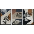 thumbnail image 1 of IDEA4WALL Framed Canvas Print Wall Art Set of 3 Geometric Tropical Palm Leaf & Polygon Pattern Wall Decor Colorful Abstract Collage Prints Minimal Modern Art Nordic Zen Artwork - Black 24"x36"x3, 1 of 5