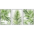 thumbnail image 1 of IDEA4WALL Framed Canvas Print Wall Art Set of 3 Green Tropical Palm Leaf Prints, Watercolor Botanical Art Prints, Large Modern Wall Art, Minimalist Artwork for Home Decor - White 16"x24"x3, 1 of 5
