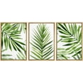 thumbnail image 1 of IDEA4WALL Framed Canvas Print Wall Art Set of 3 Green Tropical Palm Leaf Prints, Watercolor Botanical Art Prints, Large Modern Wall Art, Minimalist Artwork for Home Decor - Natural 24"x36"x3, 1 of 5