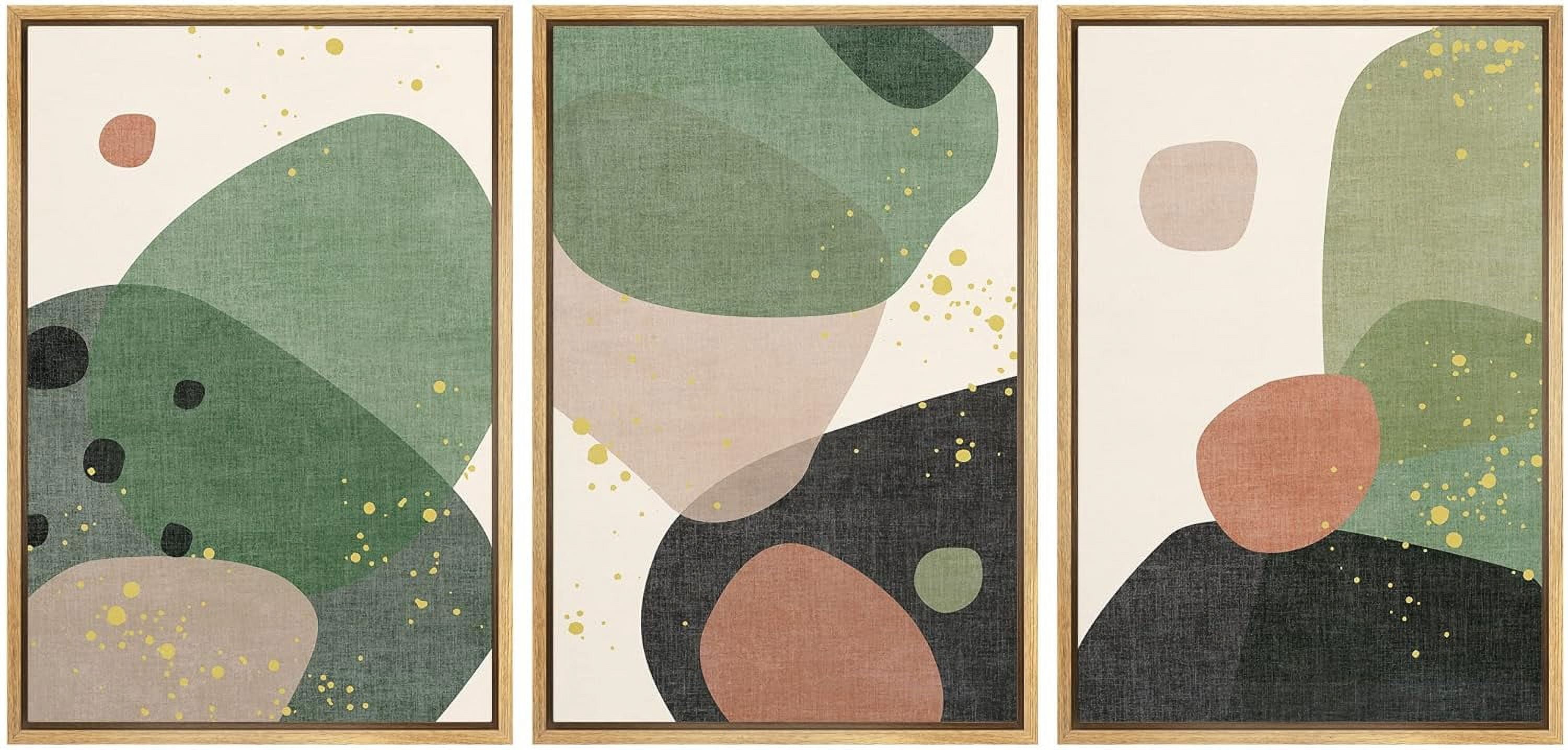 IDEA4WALL Framed Canvas Print Wall Art Set of 3 Mid-Century Modern ...