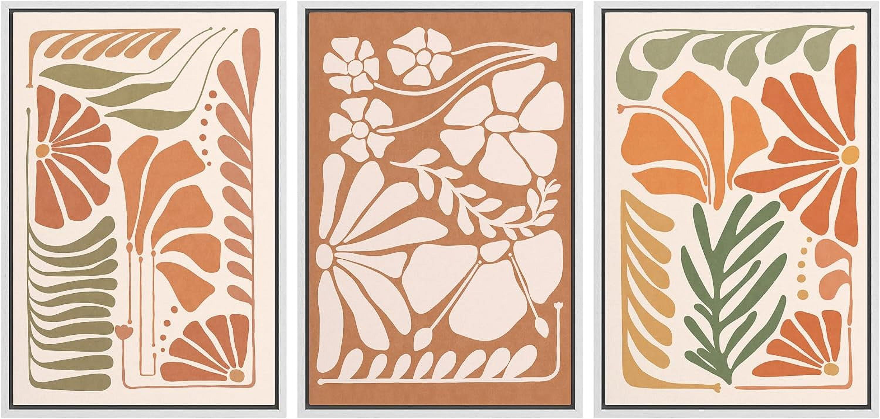 IDEA4WALL Framed Canvas Print Wall Art Set of 3 Mid-Century Modern ...