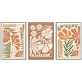 thumbnail image 1 of IDEA4WALL Framed Canvas Print Wall Art Set of 3 Mid-Century Modern Tropical Flowers Painting Nature Wilderness Vintage Art Floral Botanical Wall Decor Minimal Artwork for Rooms - White 16"x24"x3, 1 of 5