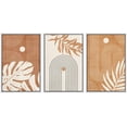 thumbnail image 1 of IDEA4WALL Framed Canvas Print Wall Art Set of 3 Mid-Century Tropical Monstera Leaf Illustrations Abstract Geometric Modern Art Boho Logic Wall Decorative Artwork for Room Decor - White 16"x24"x3, 1 of 5