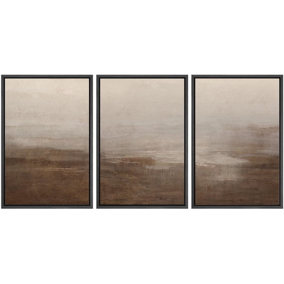 IDEA4WALL Framed Canvas Print Wall Art Set of 3 Minimalist Gray & Brown ...