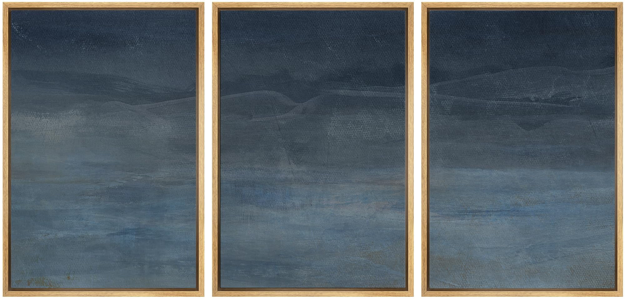 IDEA4WALL Framed Canvas Print Wall Art Set of 3 Minimalist Navy Blue ...