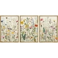 thumbnail image 1 of IDEA4WALL Framed Canvas Print Wall Art Set of 3 Multicolor Wildflowers Garden Floral Painting Nature Wilderness Vintage Art Boho Retro Wall Decorative Artwork for Rooms - Natural 16"x24"x3, 1 of 5
