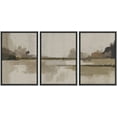thumbnail image 1 of IDEA4WALL Framed Canvas Print Wall Art Set of 3 Mystic Mountains Ombre Blue Landscape Trio Serene Abstract Nature Wilderness Geometric Wall Decorative Calm/Relax/Cozy for Rooms - Black 16"x24"x3, 1 of 5