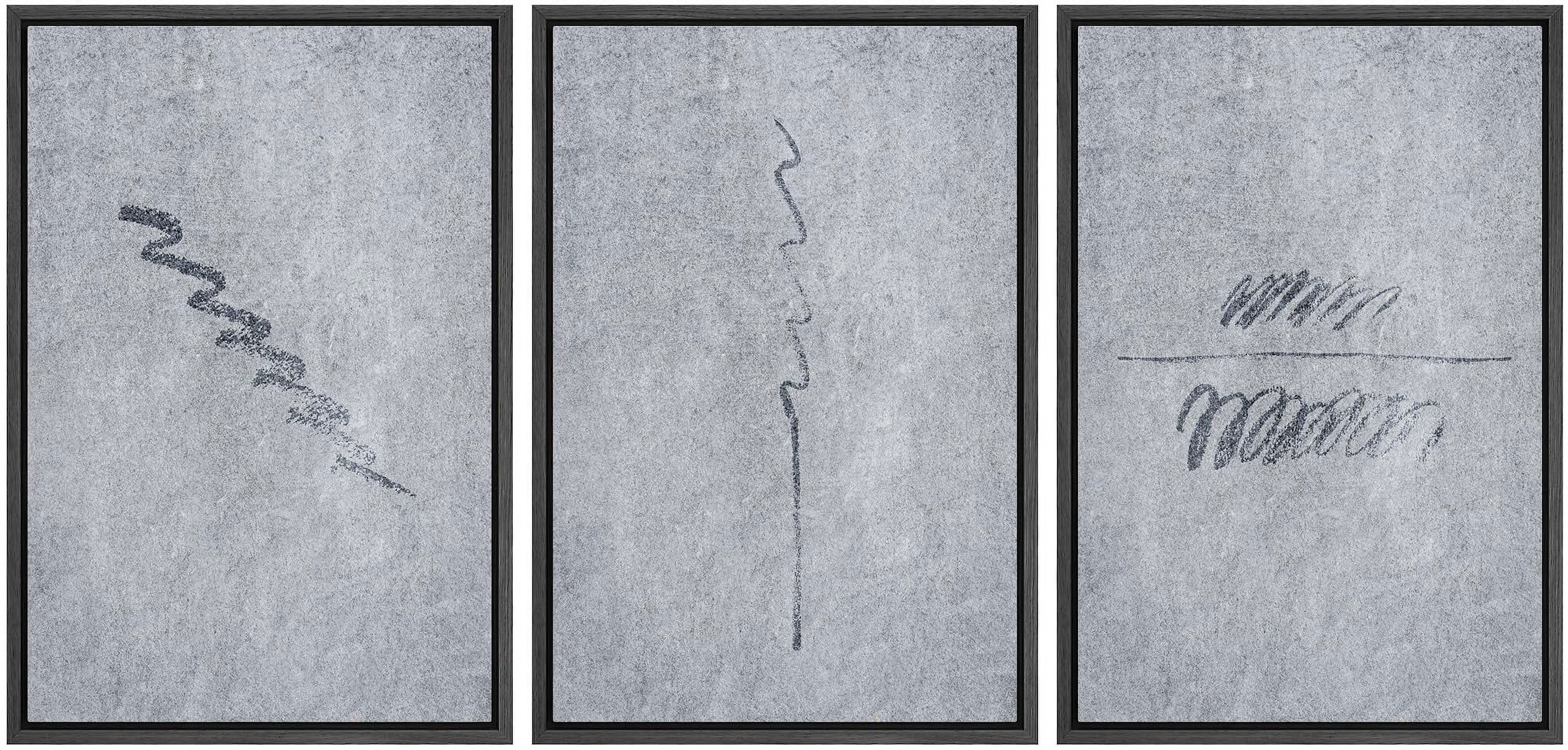 IDEA4WALL Framed Canvas Print Wall Art Set of 3 Neutral Brush Strokes ...