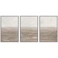 thumbnail image 1 of IDEA4WALL Framed Canvas Print Wall Art Set of 3 Neutral Seascapes Subtle Tones Illustration Print Watercolor Abstract Ocean Serene Modern Digital Art Minimal Chic for Home Decor - White 16"x24"x3, 1 of 5