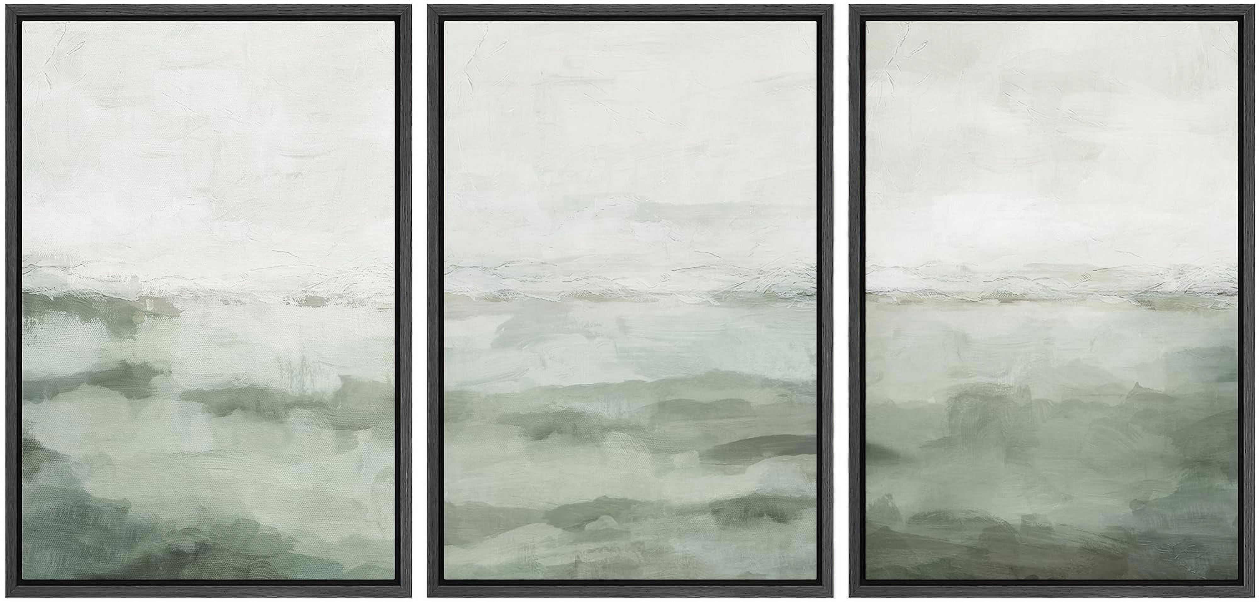 Sage Green Abstract Landscape Framed Canvas Wall Art Set